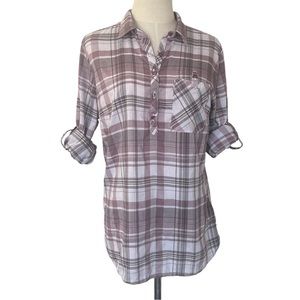 Kuhl L Spektra Plaid Tab Roll Sleeve Popover Top
